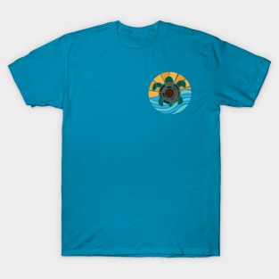 Turtle in the waves mosaic (Pocket size) T-Shirt